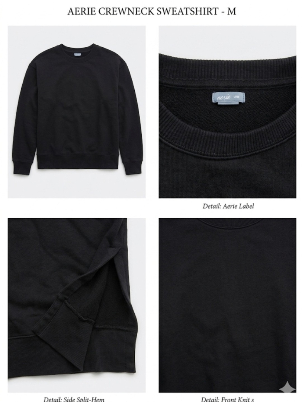 aerie Crewneck Sweatshirt in Black